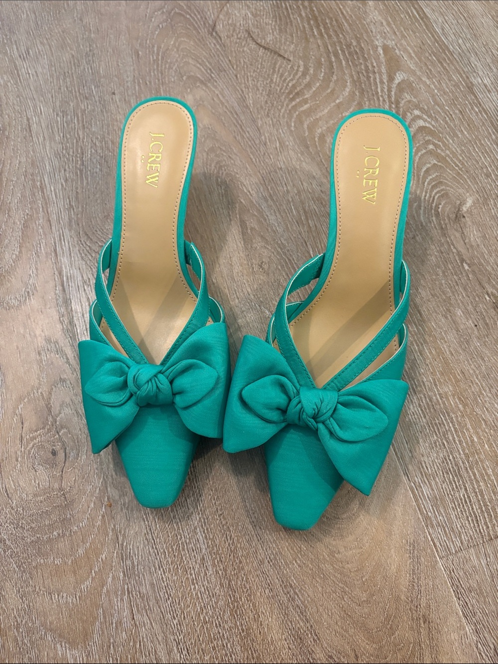 J. Crew Green Bow Mules